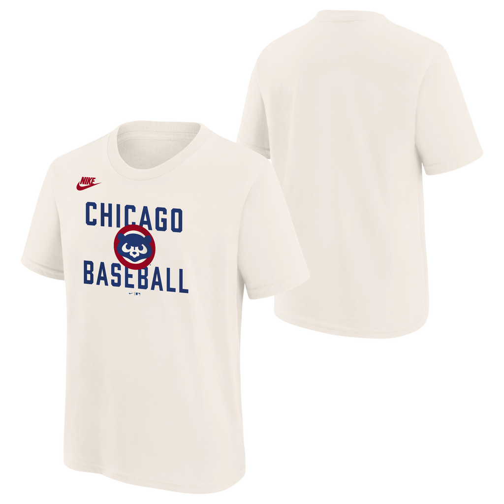 Chicago Cubs Youth Nike Retro Logo Ivory T-Shirt product image 1, provided for visual reference and product detail review