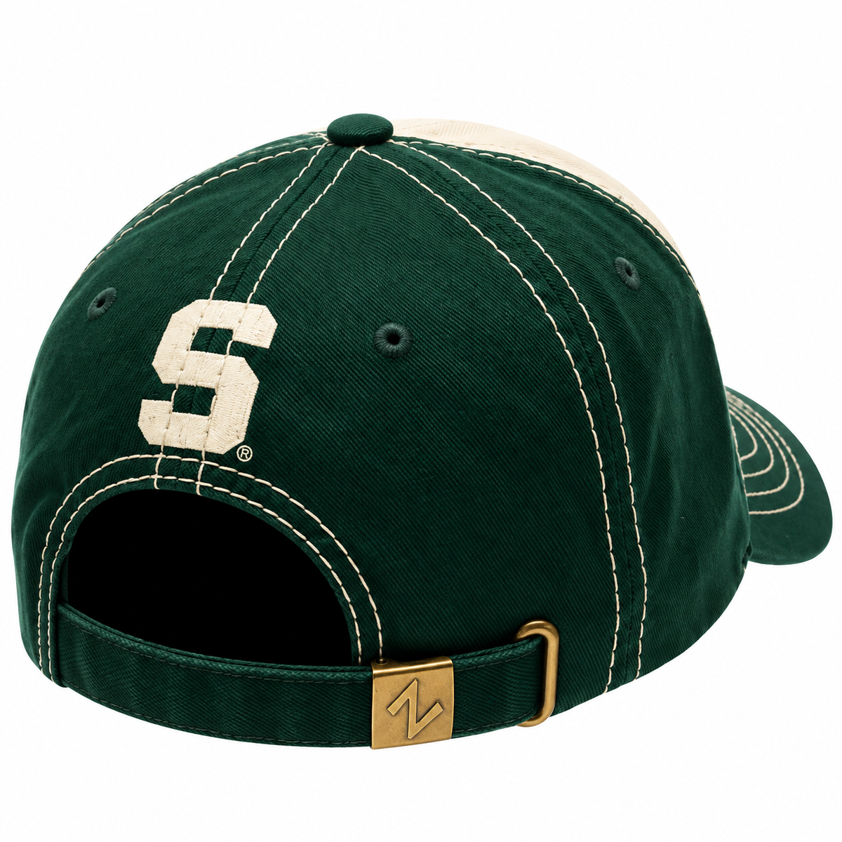 ZHATS NCAA Michigan State Spartans Men Sigma Relaxed , Stone/Forest Adjustable Cap product image 2, provided for visual