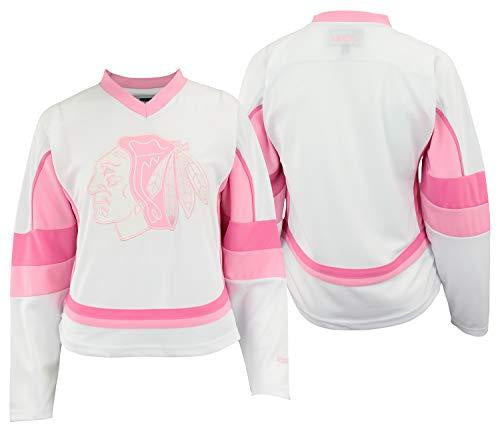 Chicago Blackhawks Pink/White Girls Infant Jersey (12-24 months) product image 1, provided for visual reference and product