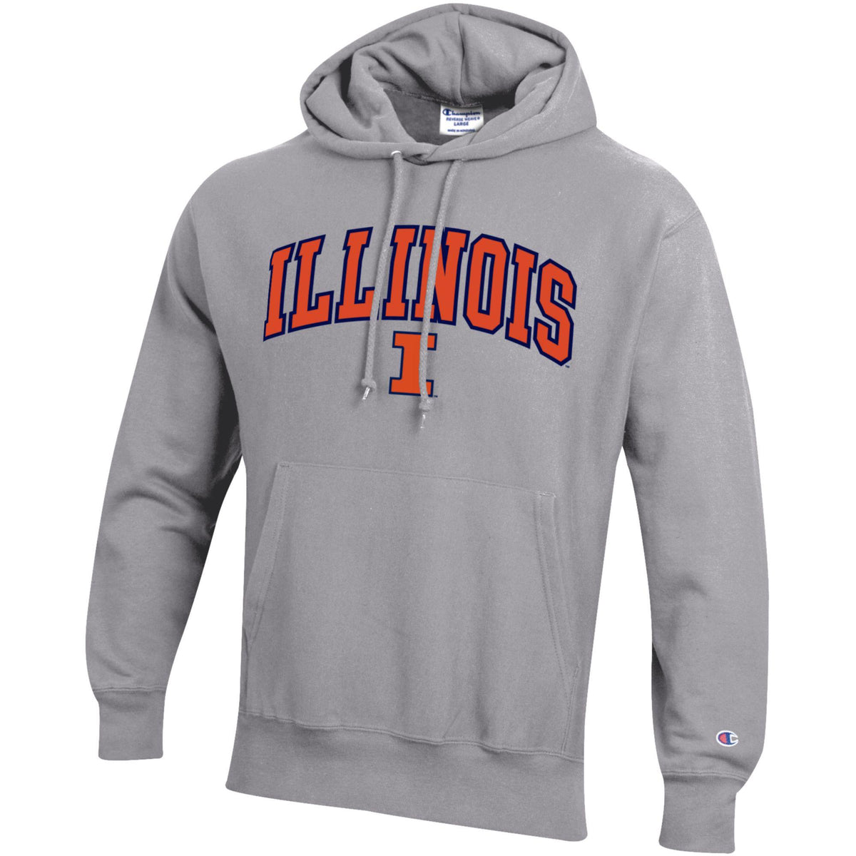 Illinois Fighting Illini Oxford Gray Champion Reverse Weave Fleece Hoodie for Men product image 1, provided for visual