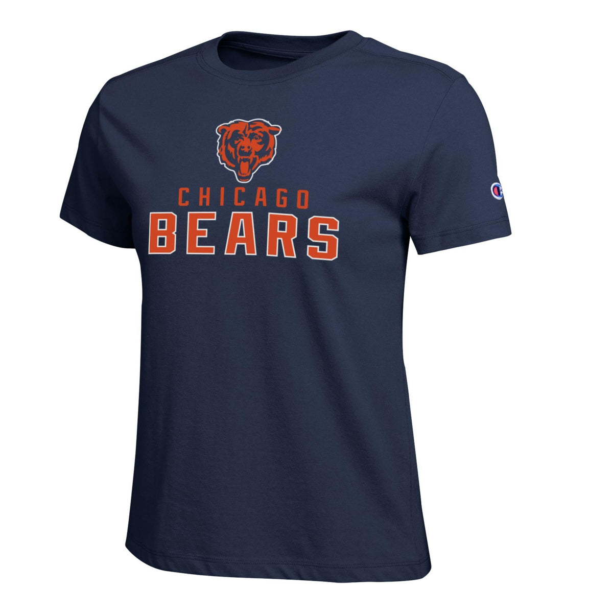 Chicago Bears Navy Champion Brand T-shirt for Women product image 1, provided for visual reference and product detail review