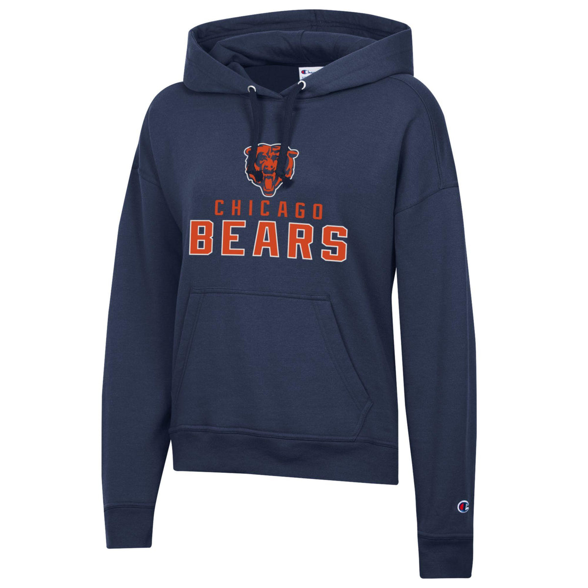 Chicago Bears Navy Champion Powerblend Fleece Pullover Hoodie for Women product image 1, provided for visual reference and