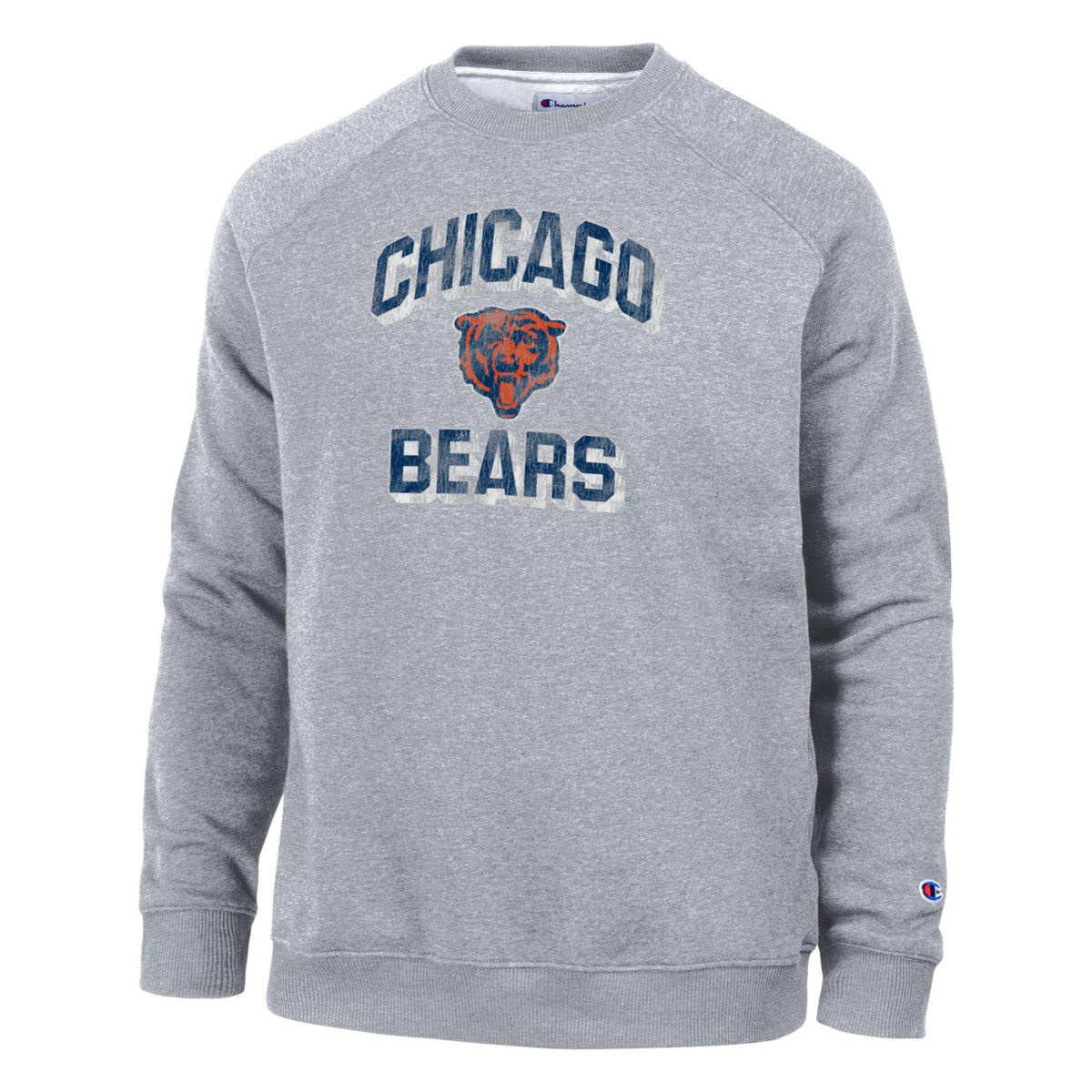 Chicago Bears Raglan Grey Retro TriBlend Fleece Crew for Men product image 1, provided for visual reference and product