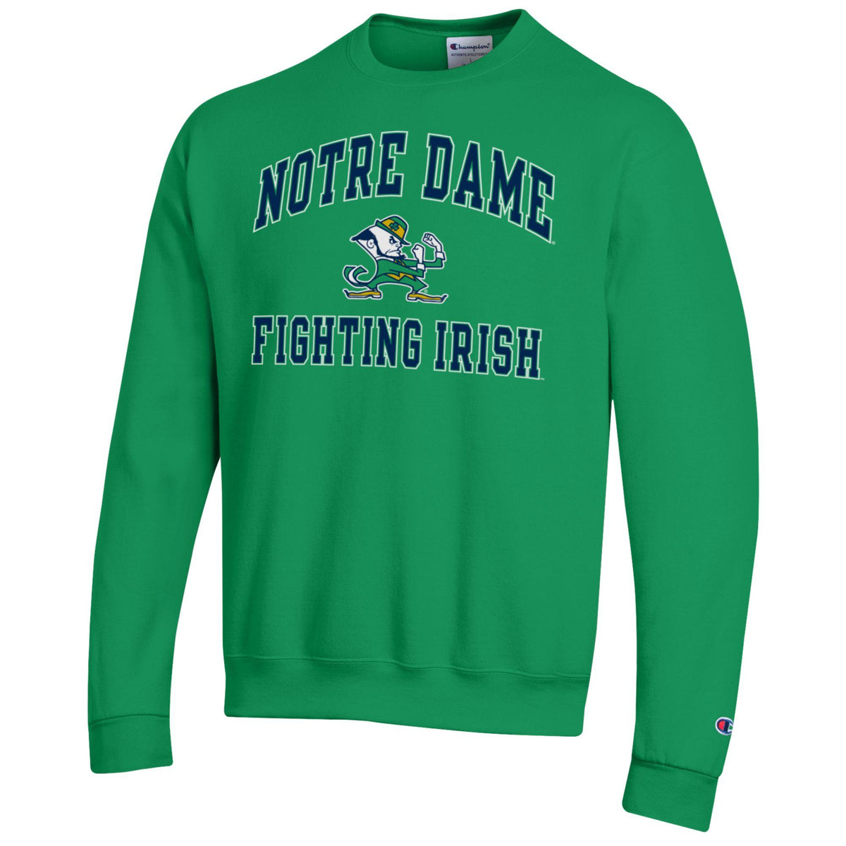 Notre Dame Fighting Irish Green Champion Powerblend Fleece Crew for Men product image 1, provided for visual reference and