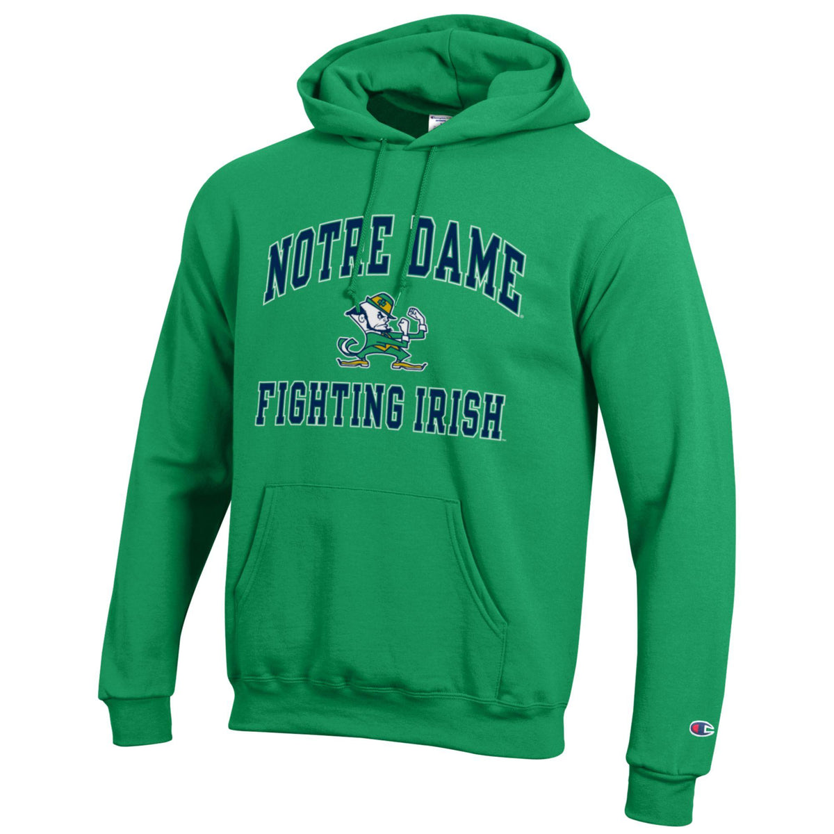 Notre Dame Fighting Irish Green Champion Powerblend Fleece Hoodie for Men product image 1, provided for visual reference and