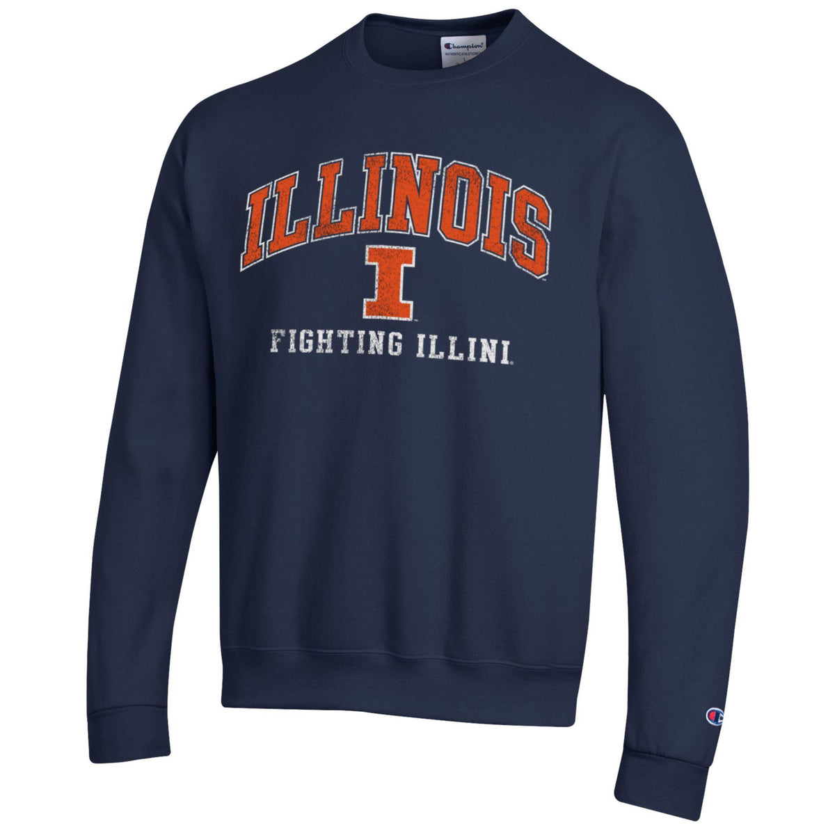 Illinois Fighting Illini Navy Champion Powerblend Fleece Crew for Men product image 1, provided for visual reference and