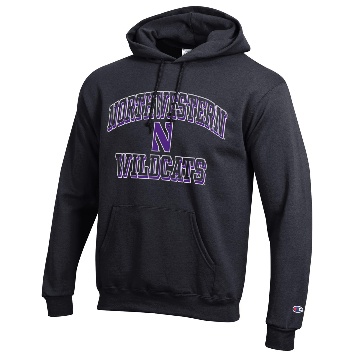 Northern Wildcats Black Champion Powerblend Fleece Hoodie for Men product image 1, provided for visual reference and product