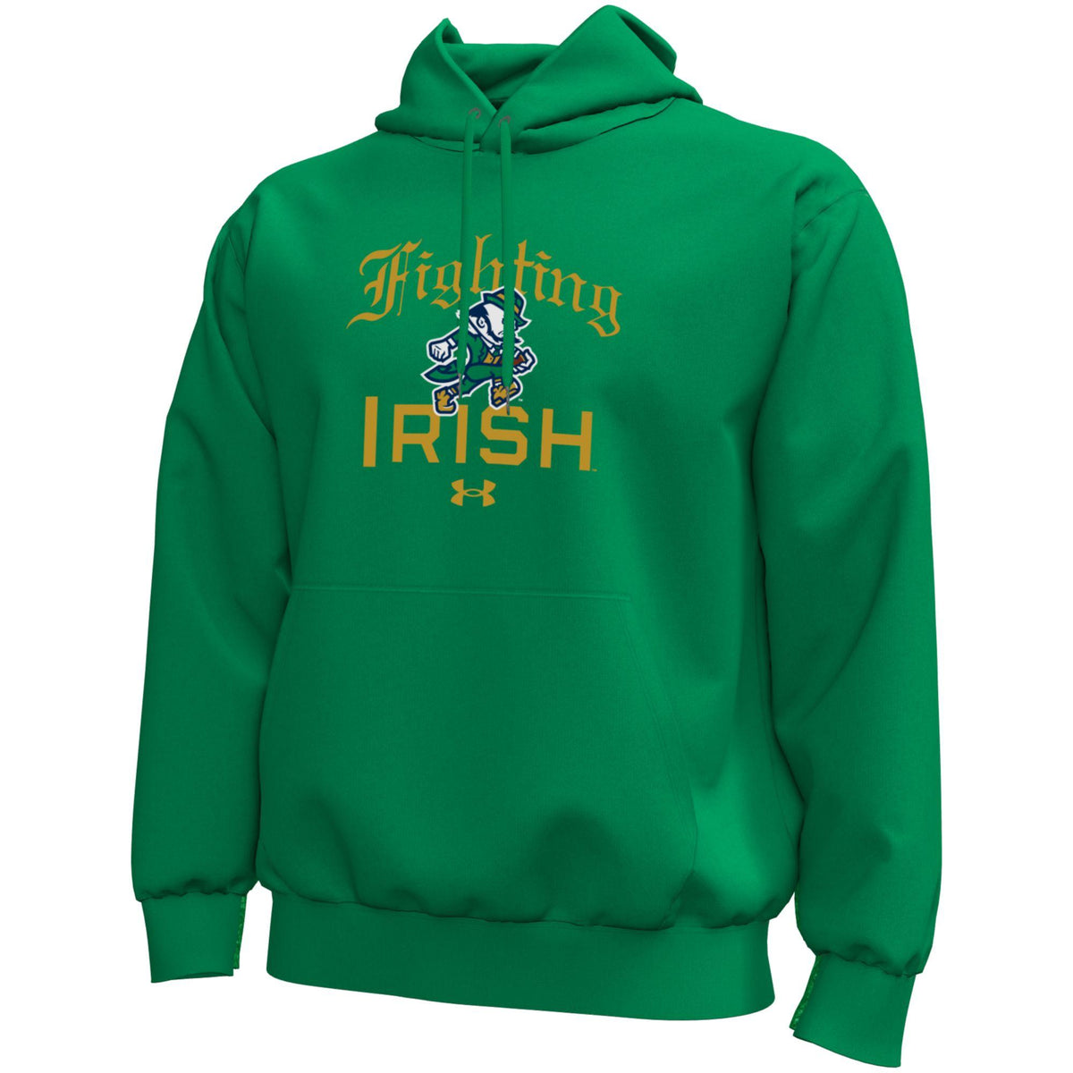 Notre Dame Fighting Irish Green Under Armor Football Leprechaun Logo Fleece Hoodie for Men product image 1, provided for