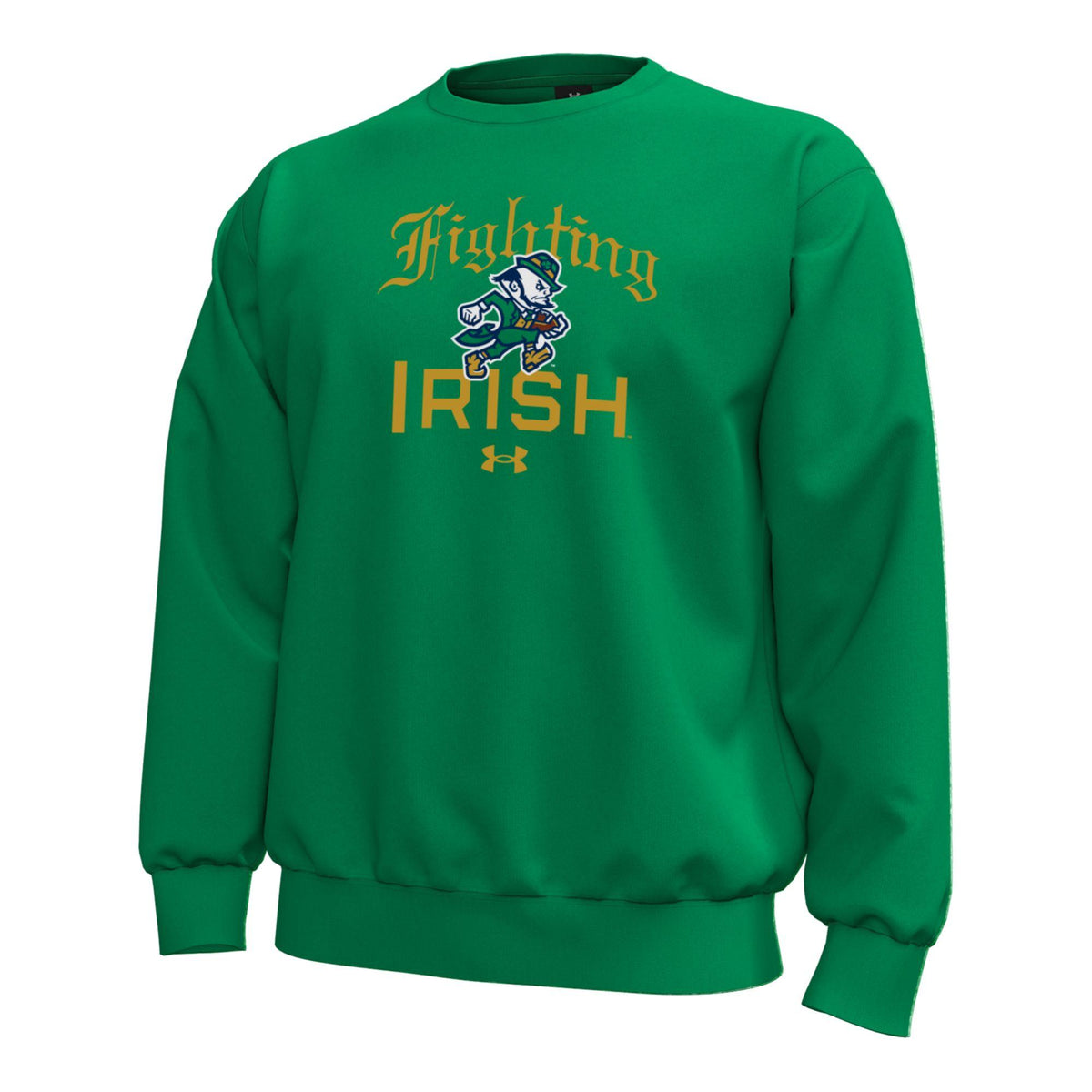 Notre Dame Fighting Irish Green Under Armor Football Leprechaun Logo Fleece Crew for Men product image 1, provided for