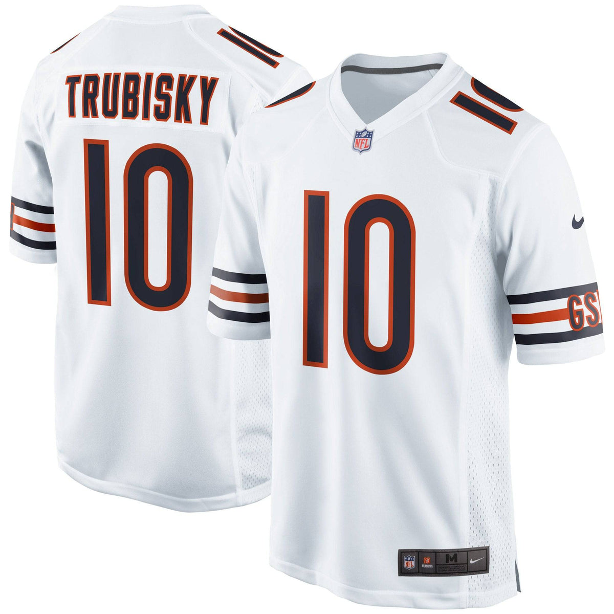 Chicago Bears Mitchell Trubisky Nike White Game Jersey for Men product image 1, provided for visual reference and product