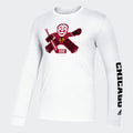 Chicago Blackhawks White Line 6 Goalie Amplifier Long Sleeve T-Shirt for Men product image 1, provided for visual reference