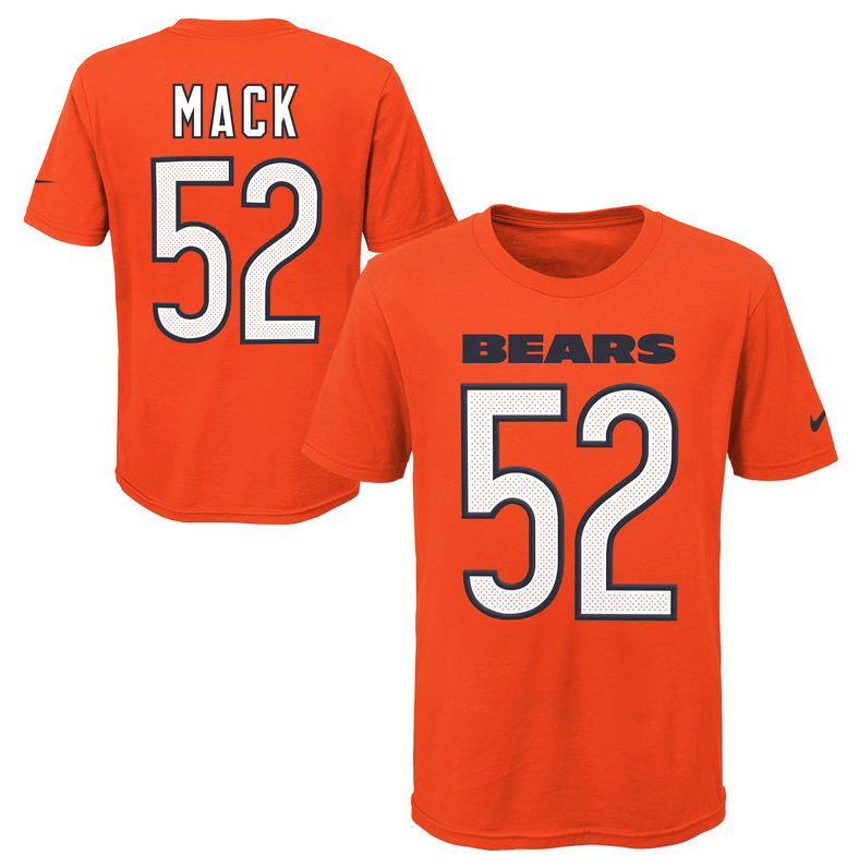 Youth Chicago Bears Khalil Mack Nike Orange Player Game Team Name & Number T-Shirt product image 1, provided for visual
