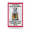 Chicago Blackhawks 2015 Stanley Cup Champions 3' x 5' Vertical Banner Flag product image 1, provided for visual reference