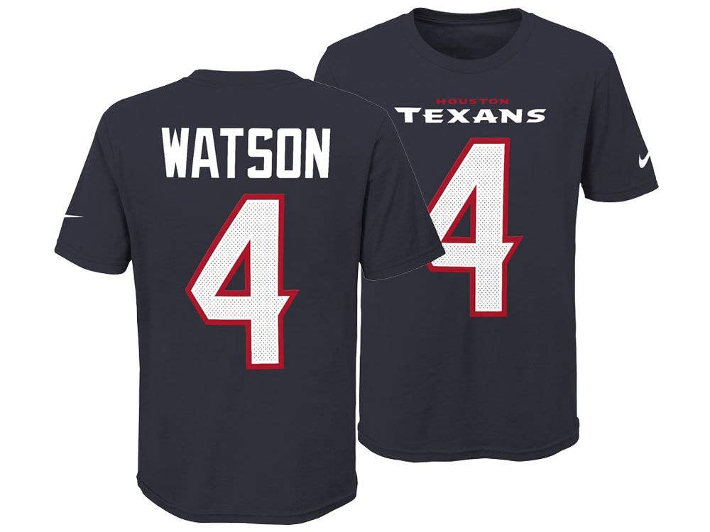 Youth Houston Texans Deshaun Watson Nike Navy Player Game Team Name & Number T-Shirt product image 1, provided for visual
