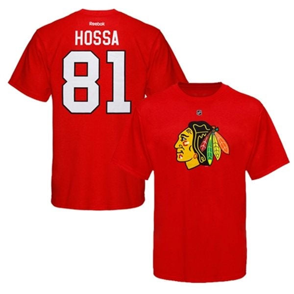 Chicago Blackhawks Marian Hossa Name & Number T-Shirt,Red for Men product image 1, provided for visual reference and product