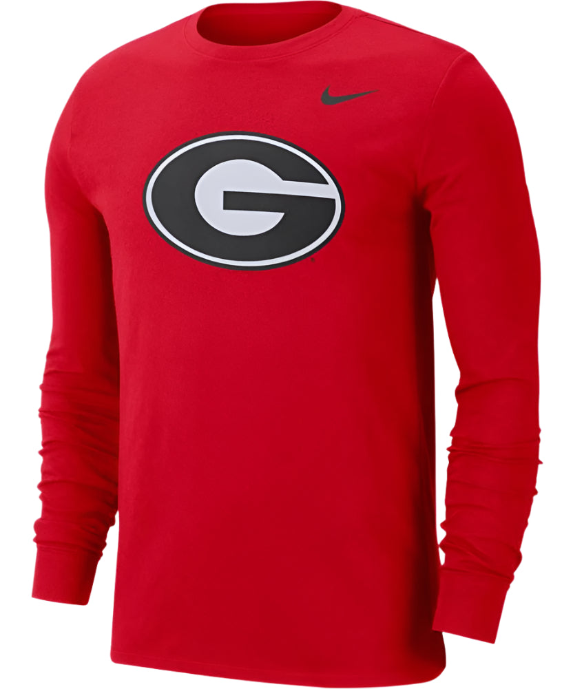 Georgia Bulldogs Long Sleeve Red College Nike Dri-Fit T-Shirt for Men product image 1, provided for visual reference and