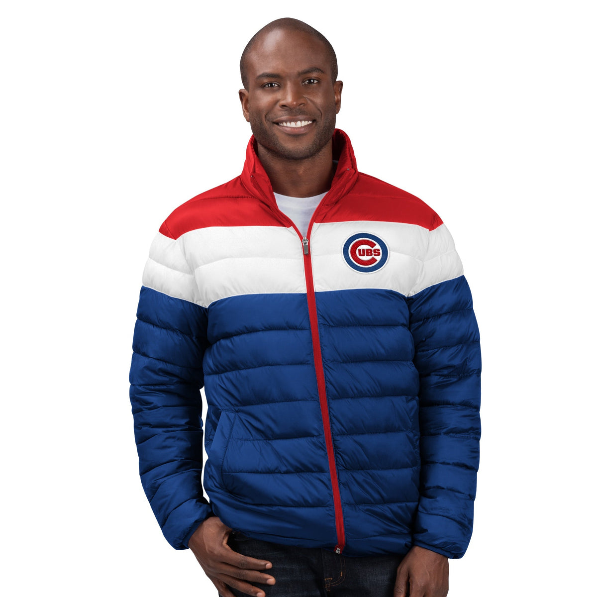 Chicago Cubs Cold Front Polly Filled Nylon Full Zip Jacket By G-III for Men product image 1, provided for visual reference