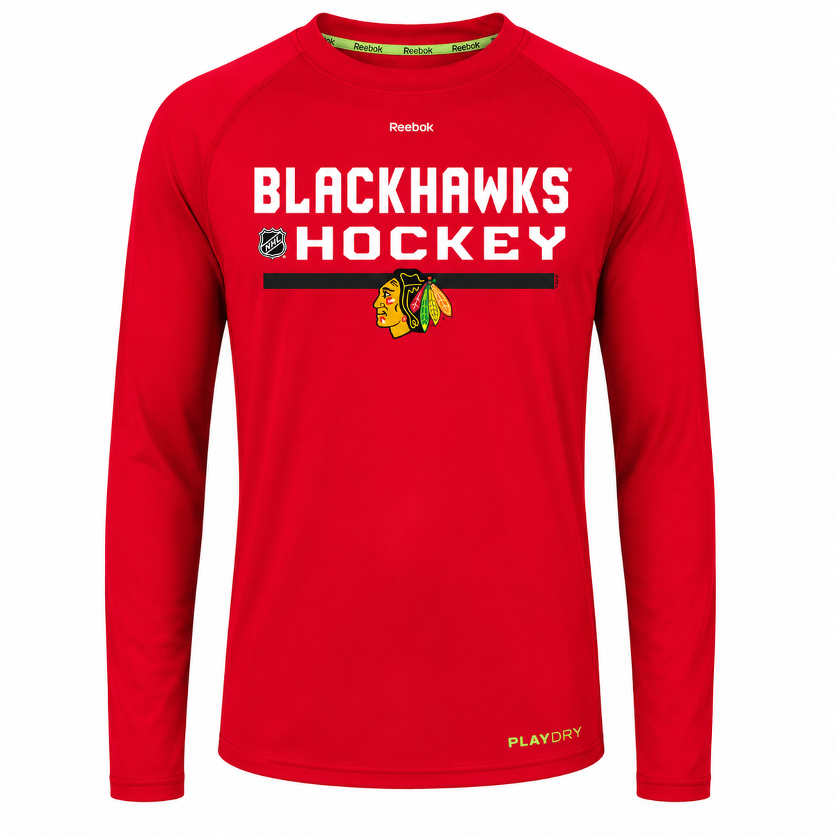 Chicago Blackhawks Youth Center Ice Speedwick Long Sleeve T-Shirt By Reebok-Red product image 1, provided for visual