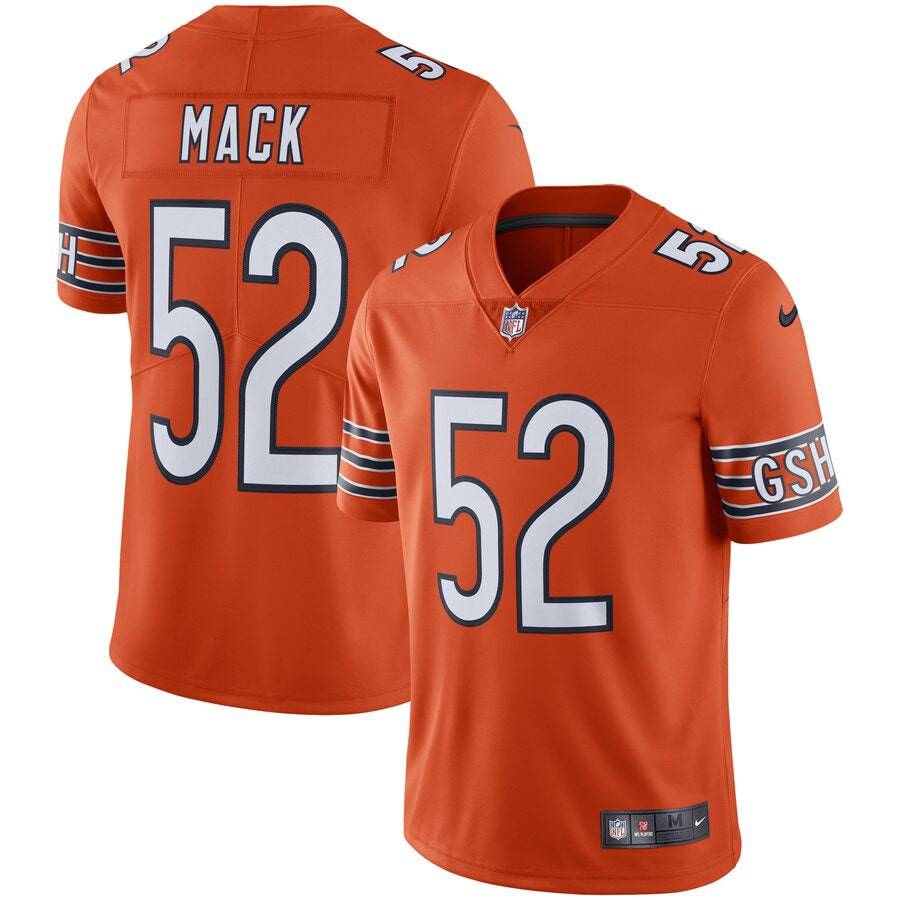 Chicago Bears Khalil Mack Nike Orange Vapor Limited Jersey for Men product image 1, provided for visual reference and