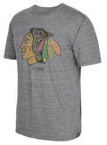 CCM Chicago Blackhawks Heather Gray Bigger Logo T-Shirt for Men product image 1, provided for visual reference and product