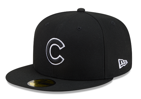 Chicago Cubs New Era Black White Outline 59FIFTY Color Basic Fitted Hat product image 1, provided for visual reference and
