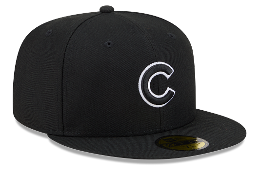 Chicago Cubs New Era Black White Outline 59FIFTY Color Basic Fitted Hat product image 3, provided for visual reference and