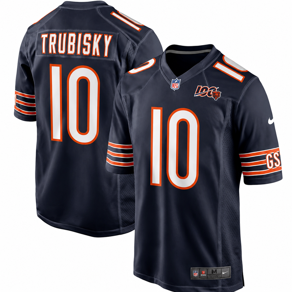 Chicago Bears Mitchell Trubisky Nike Navy 100th Season Game Jersey for Men product image 1, provided for visual reference