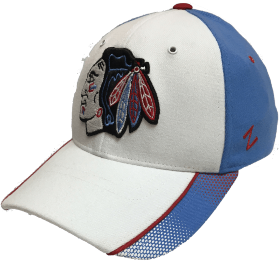 Mens NHL Chicago Blackhawks City Flag Pulsar White/Blue Zephyr Flex Hat product image 1, provided for visual reference and