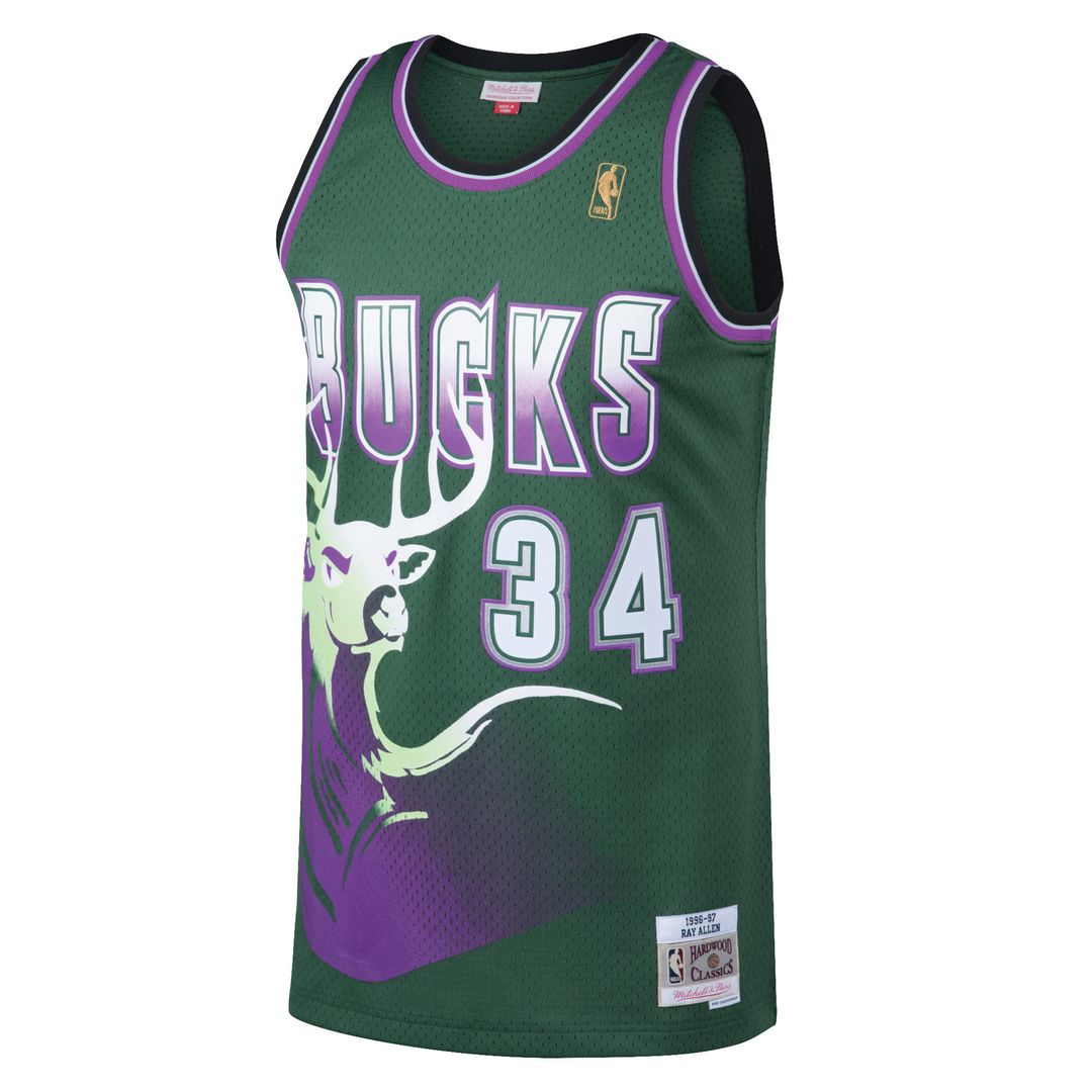 Milwaukee Bucks Ray Allen Mitchell & Ness 1996/97 Hardwood product image 2