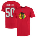 Chicago Blackhawks Corey Crawford RBK Red Name & Number T-Shirt for Men product image 1, provided for visual reference and