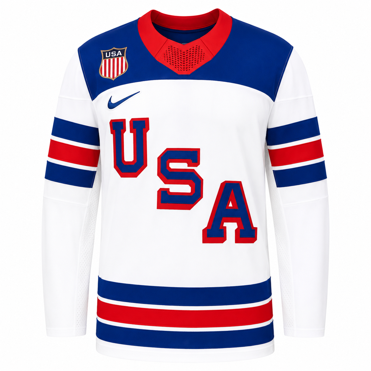 Team USA Hockey Nike White Replica Jersey for Men product image 1, provided for visual reference and product detail review