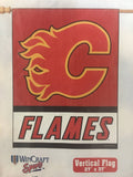 Calgary Flames Retro Team Logo Vertical Flag product image 1, provided for visual reference and product detail review