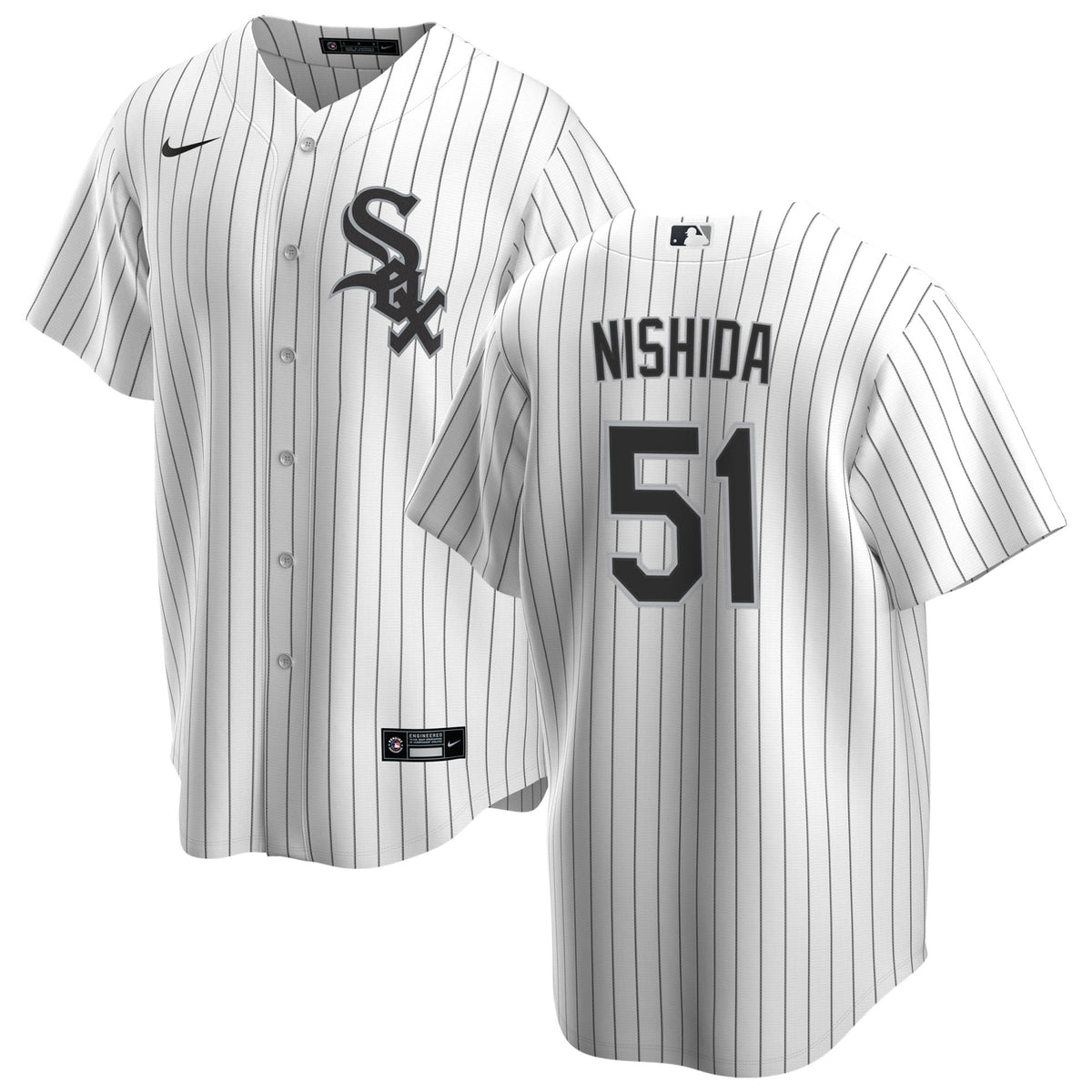 NIKE Men Rikuu Nishida Chicago White Sox White Home Replica Jersey With Premium Twill Lettering product image 1, provided