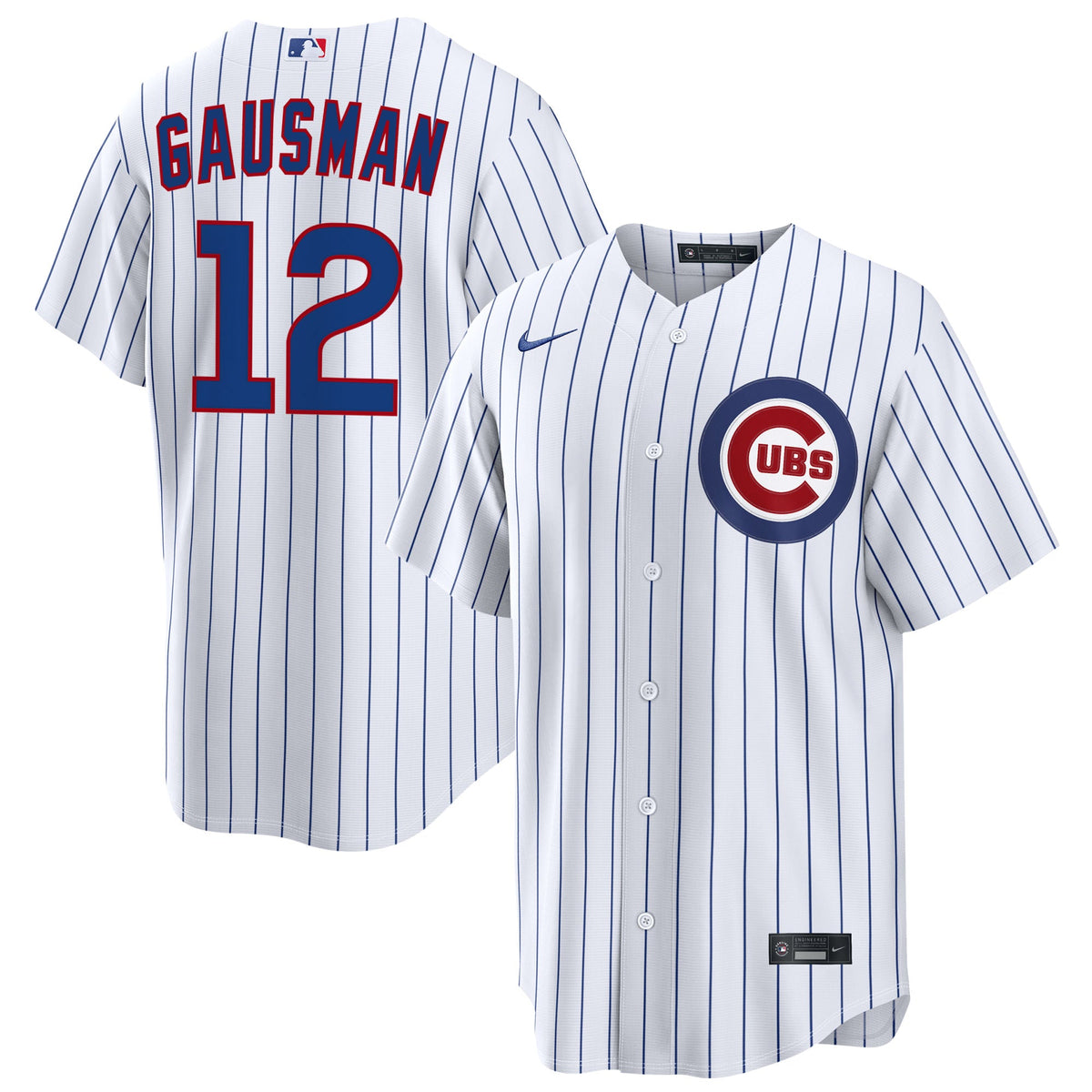 NIKE Men Chicago Cubs Kevin Gausman Premium Twill White Home Replica Jersey product image 1, provided for visual reference