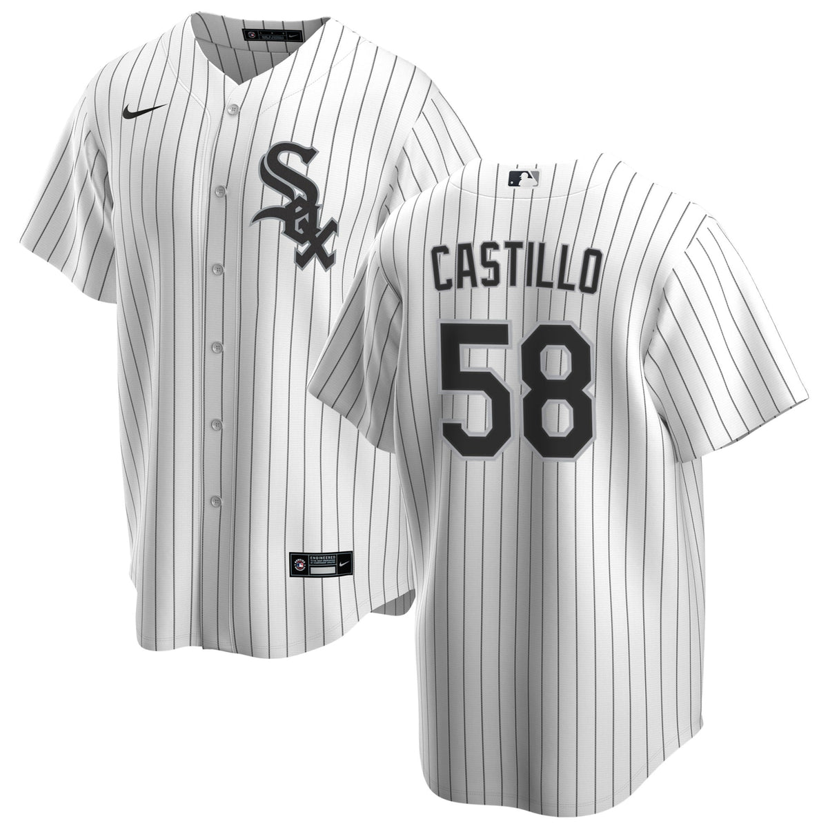 NIKE Men Luis Castillo Chicago White Sox White Home Replica Jersey With Premium Twill Lettering product image 1, provided