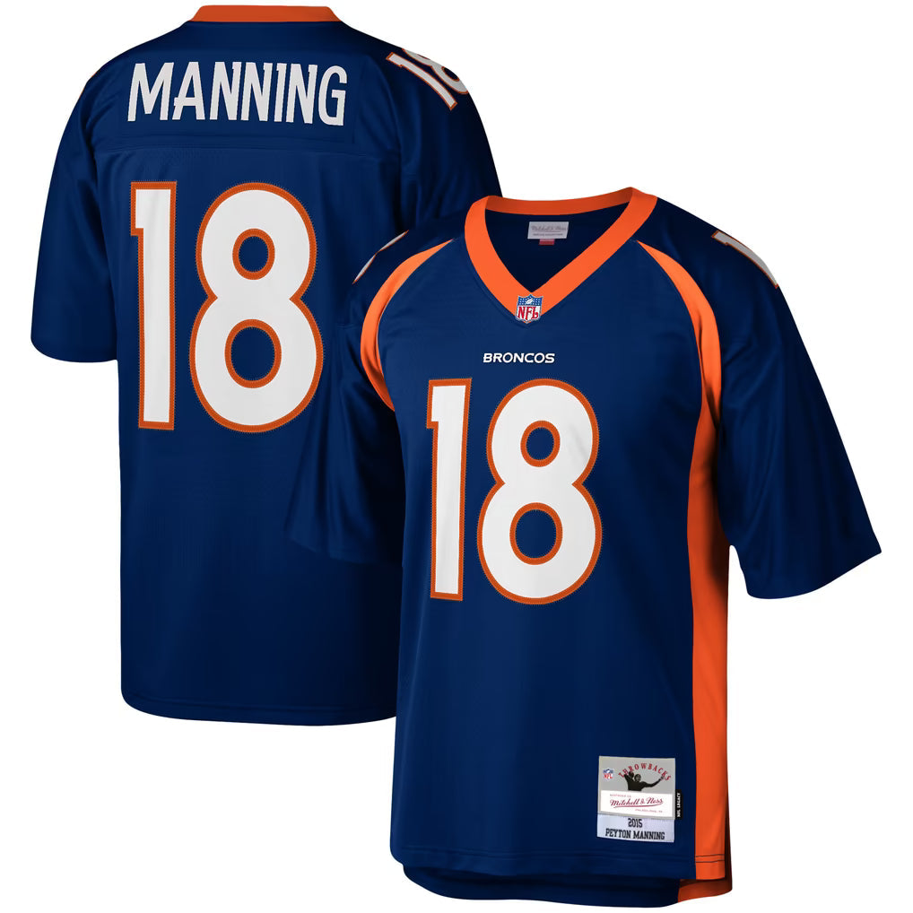 Mens Denver Broncos Peyton Manning Mitchell & Ness Navy 2015 Legacy Replica Jersey product image 1, provided for visual