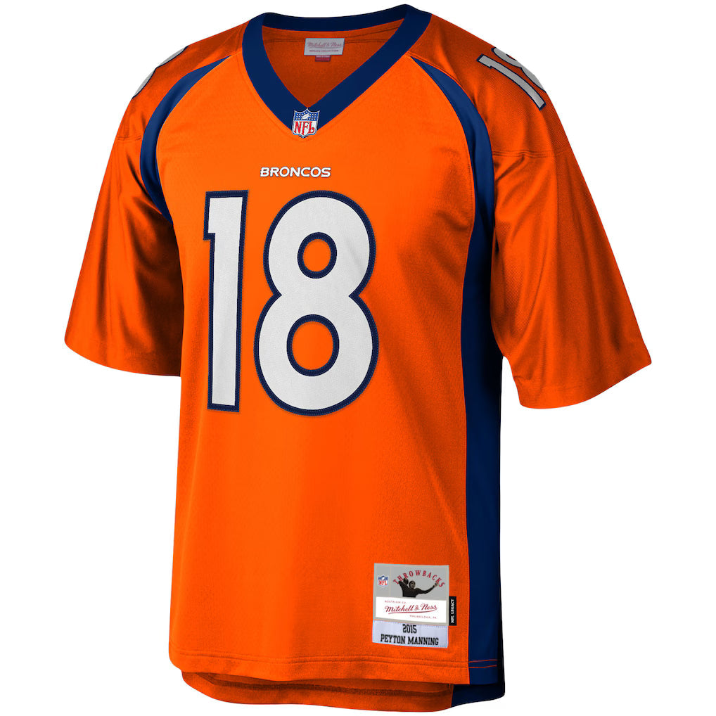 Mens Denver Broncos Peyton Manning Mitchell & Ness Orange 2015 Legacy Replica Jersey product image 2, provided for visual