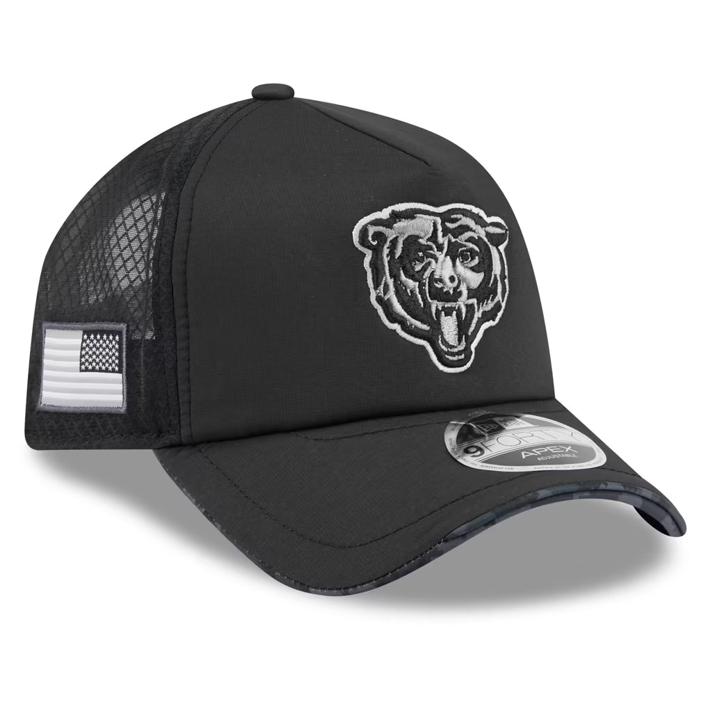 Chicago Bears New Era 2026 Salute To Service Apex 9FORTY Bearhead Logo Adjustable Trucker Hat - Black product image 1,