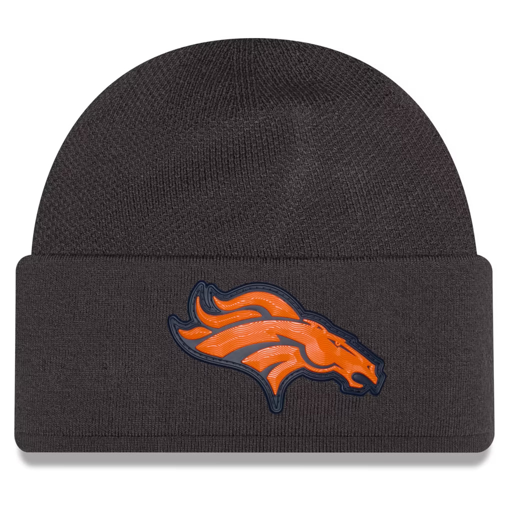 Denver Broncos 2026 New Era Official Sideline Throwback Gray Skully Knit Hat product image 1, provided for visual reference