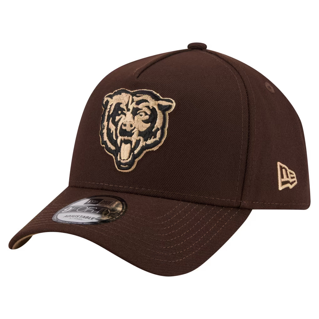 New Era Dark Brown Chicago Bears Burnt Wood A-Frame 9FORTY Adjustable Hat for Men product image 3, provided for visual