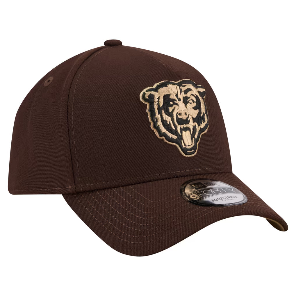 New Era Dark Brown Chicago Bears Burnt Wood A-Frame 9FORTY Adjustable Hat for Men product image 1, provided for visual