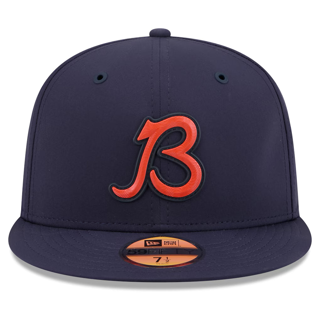 Chicago Bears 2026 NFL Sideline B Logo Performance 59FIFTY Navy Fitted Hat product image 2, provided for visual reference