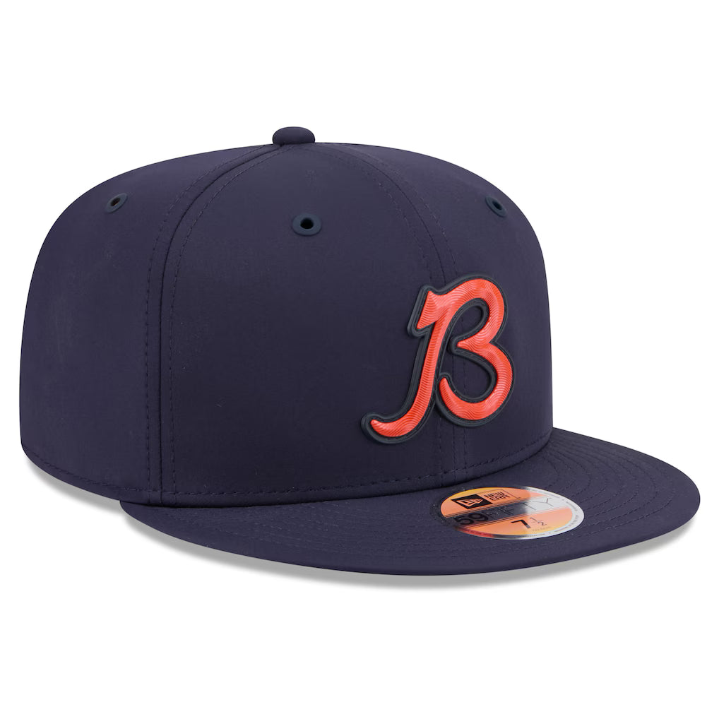 Chicago Bears 2026 NFL Sideline B Logo Performance 59FIFTY Navy Fitted Hat product image 3, provided for visual reference
