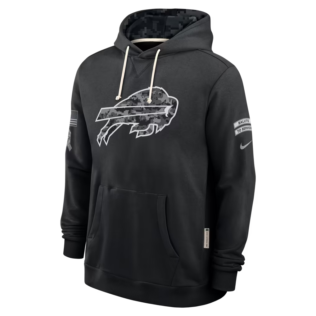 Mens Buffalo Bills Nike 2026 Salute to Service Sideline Dri-FIT Pullover Hoodie - Black product image 1, provided for visual