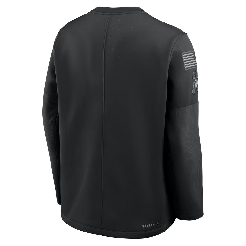 Chicago Bears Nike 2026 Salute to Service Sideline Black Forward Progress Coaches Crewneck Therma-FIT Sweatshirt product