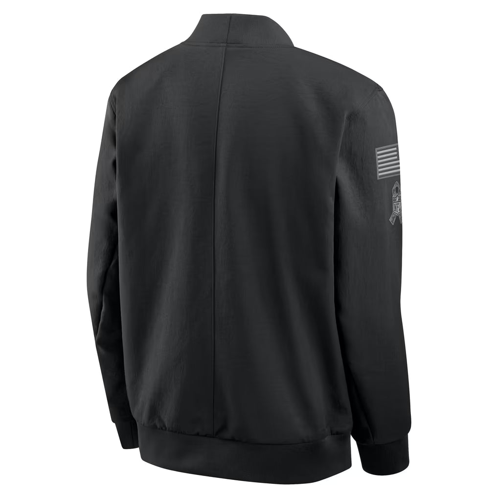 Chicago Bears Nike Black 2026 Salute to Service Sideline Full-Zip Bomber Jacket for Men product image 2, provided for visual