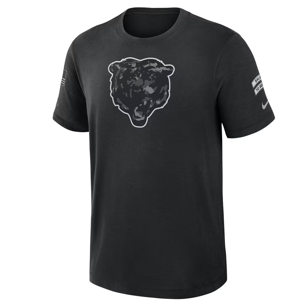 Chicago Bears Nike 2026 Salute to Service Respect Earned Black Slub T-Shirt product image 1, provided for visual reference