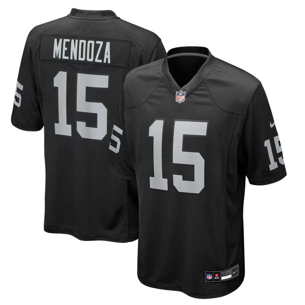 Fernando Mendoza Las Vegas Raiders Nike Black Replica Game Jersey for Men product image 1, provided for visual reference and