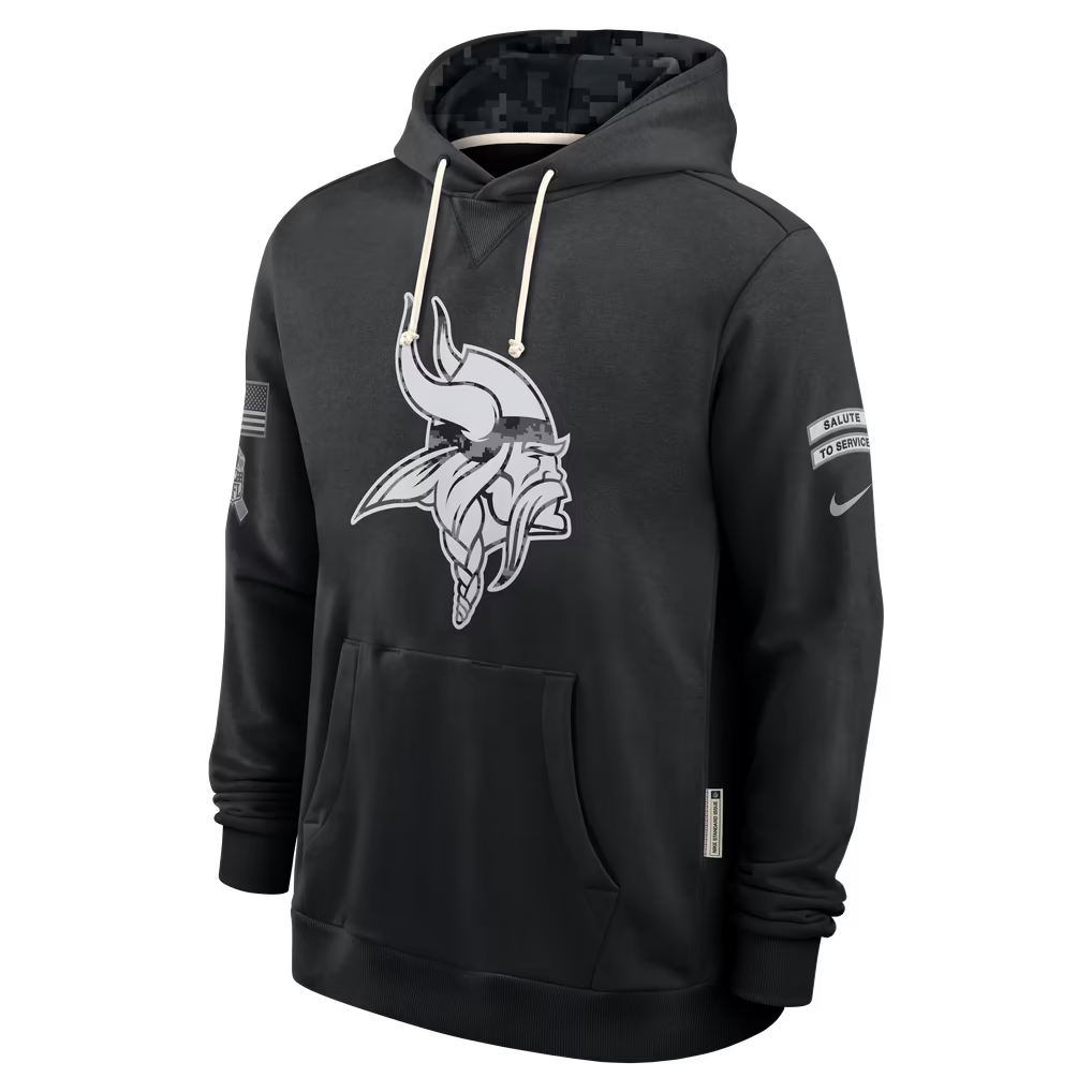 Mens Minnesota Vikings Nike 2026 Salute to Service Sideline Dri-FIT Pullover Hoodie - Black product image 1, provided for