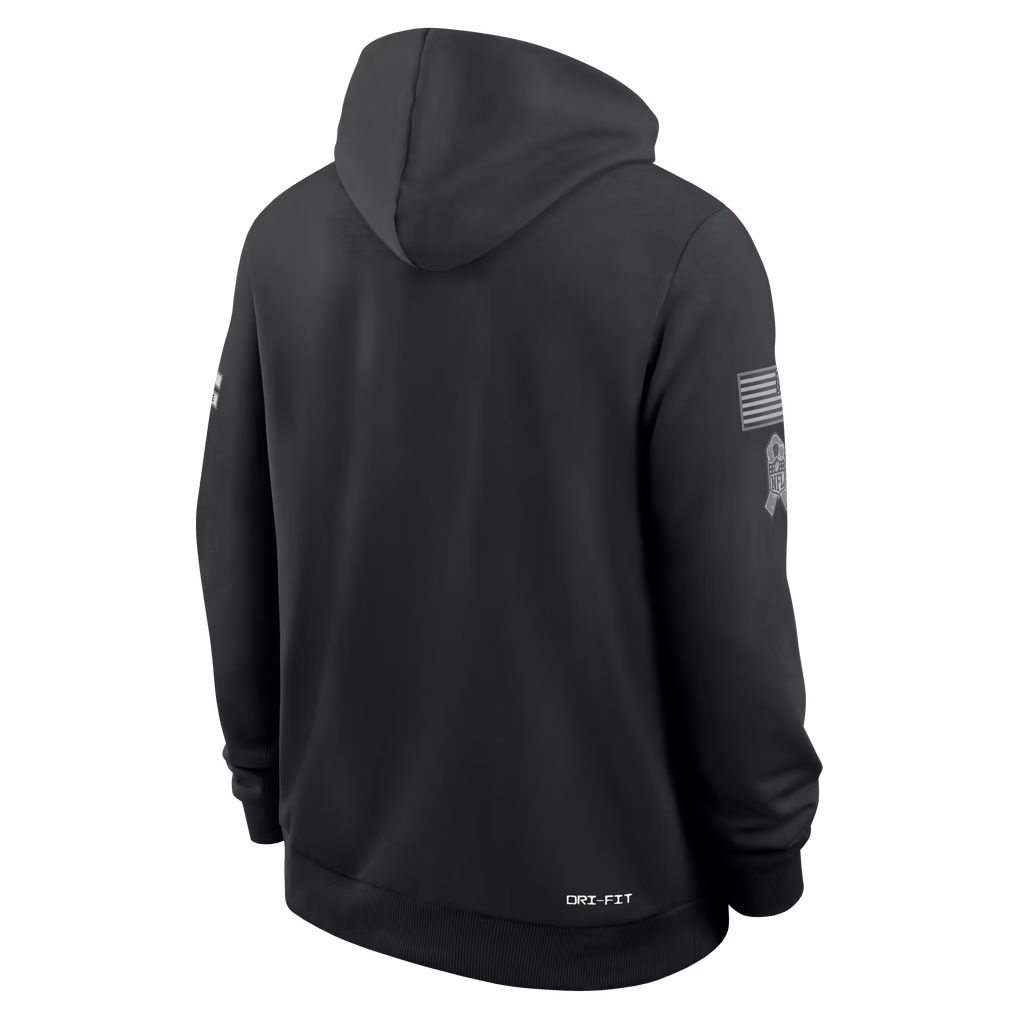 Mens Philadelphia Eagles Nike 2026 Salute to Service Sideline Dri-FIT Pullover Hoodie - Black product image 2, provided for